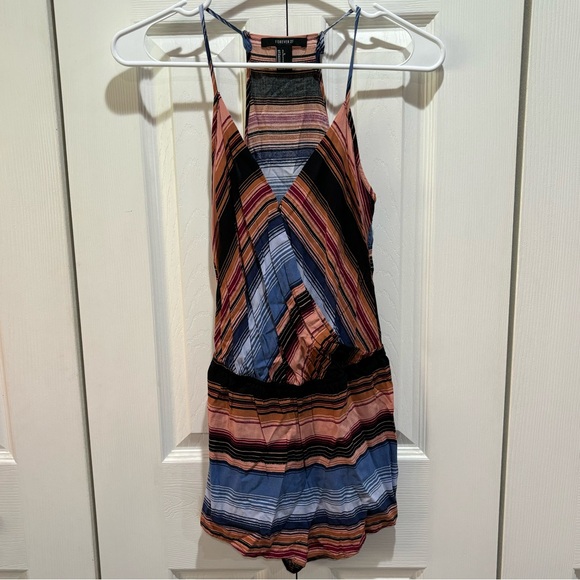 FOREVER 21 Women’s Striped V Neck Romper / Swim Cover Up - multicolor, size S - Picture 2 of 6
